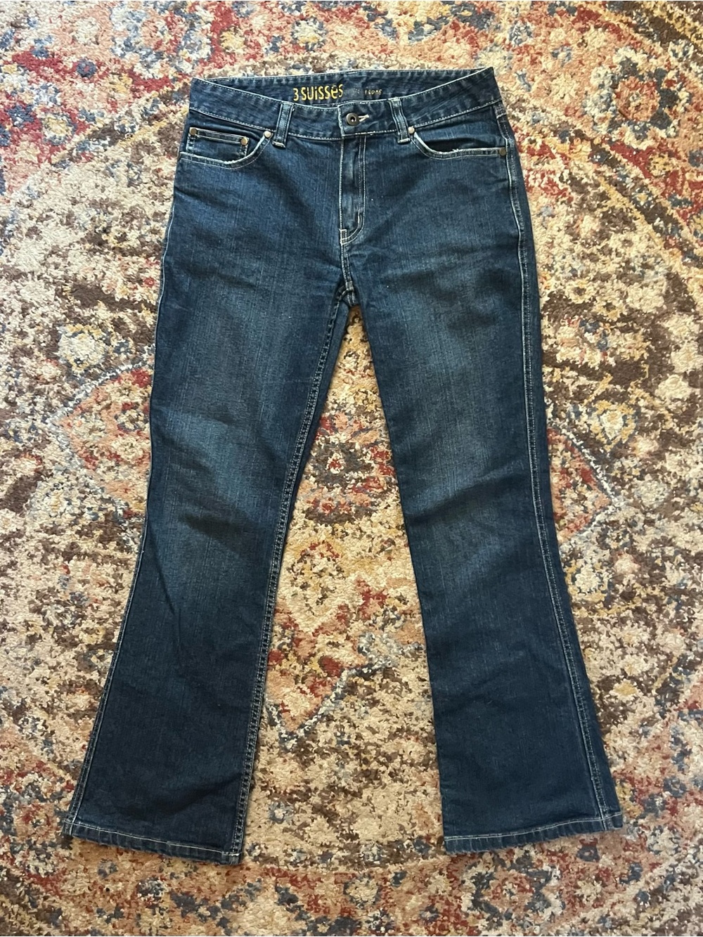 Mid Rise Boot Cut Jeans with Embroidered Back Pockets - Picture 2 of 6